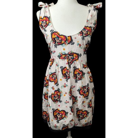 Hot Topic Book Of Life Dia De Los Muertos White And Red Heart Dress Size XL - Picture 1 of 12